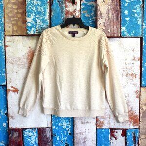 Women's Gloria Vanderbilt Ladies' Pullover Lace Pull On Sweatshirt SMALL Cream